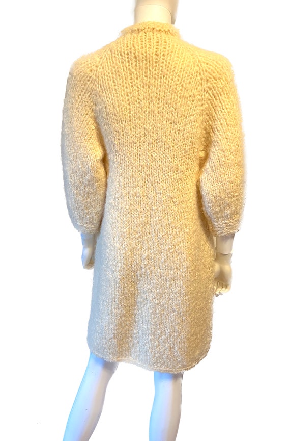 Vintage 1970's cream colored wool knit long cardi… - image 4