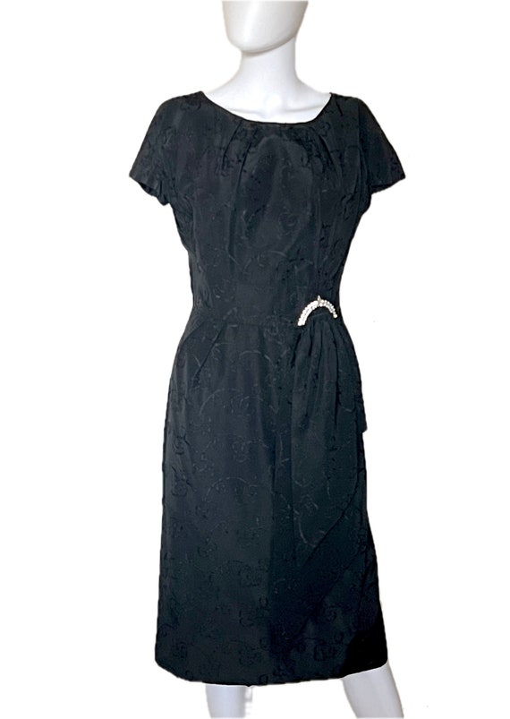 Vintage 1950's Henry-Lee black ribbon pin-up dress M