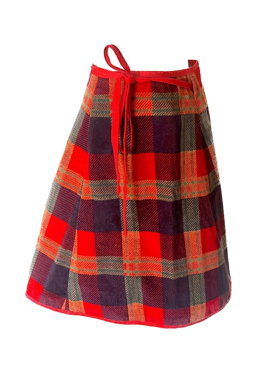 Vintage 1960's Talbot's Meadowbank Ct plaid A-line wrap skirt M L