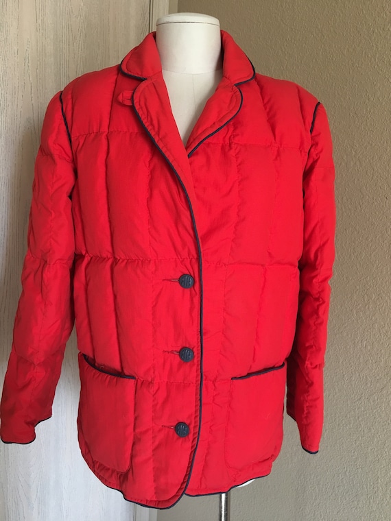 Vintage 1980's red designer Bill Blass puffer coat