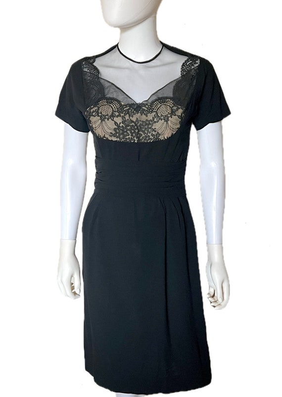 Vintage 1950's Rembrandt black lace pin-up dress S