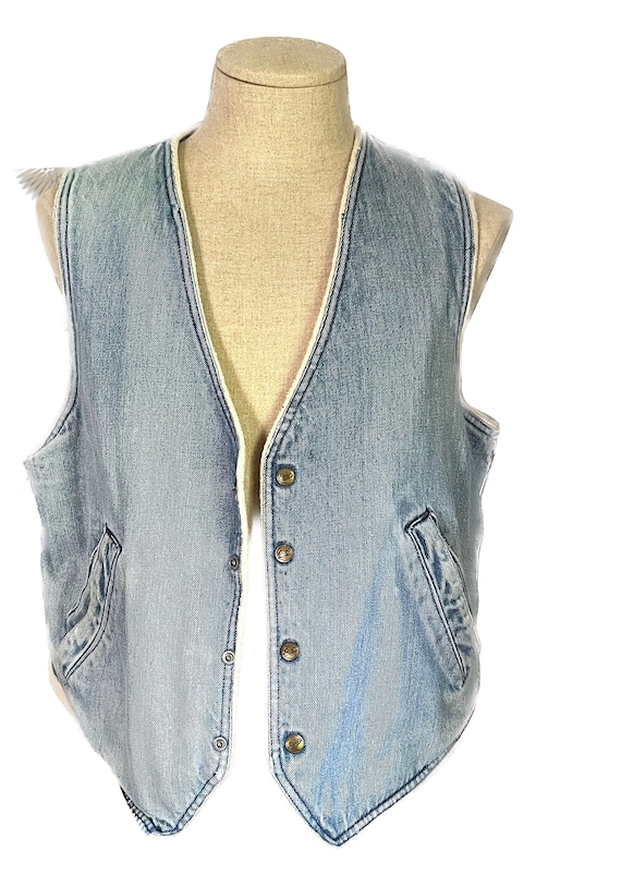 Vintage 1980's OSHKOSH B'GOSH denim jean jacket vest L