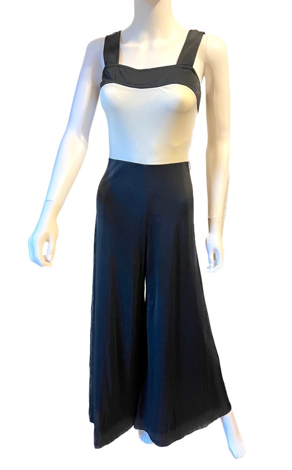 Vintage 1970's black & cream disco era JM II Julie Miller jumpsuit S