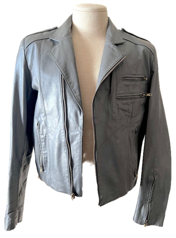 Vintage 1980’s gray leather motorcycle jacket S