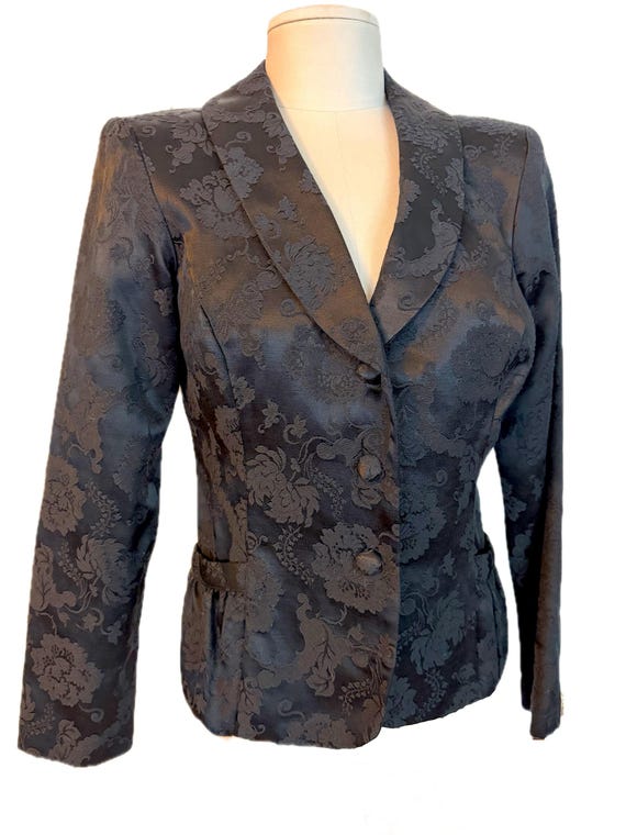 Vintage 1980's designer Betsey Johnson black brocade blazer Size 10