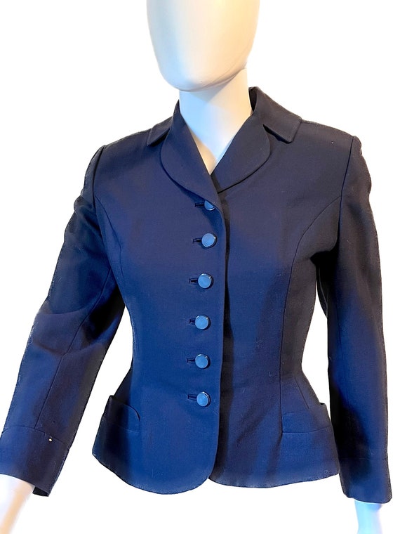 Vintage 1940's navy blue depression era gabardine wool blazer SEE DESC XS S