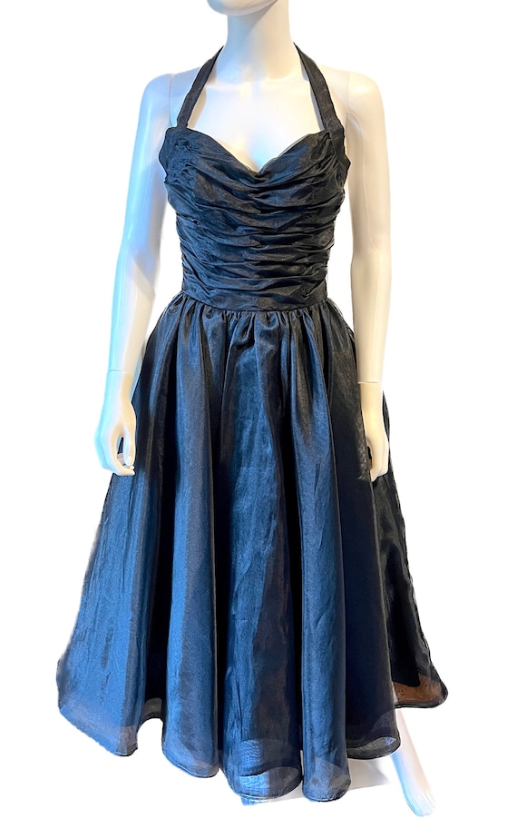 Vintage 1980's does 60's black designer VICTOR COSTA formal organza dress S 5/6