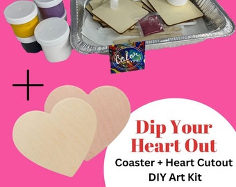 DIY Dipped Pour: Wooden Coasters + 2 Wooden Hearts