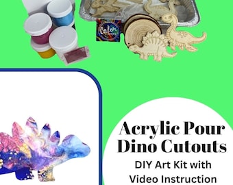 Kids Craft Kit: Dipped Dinosaur Wooden Cutouts