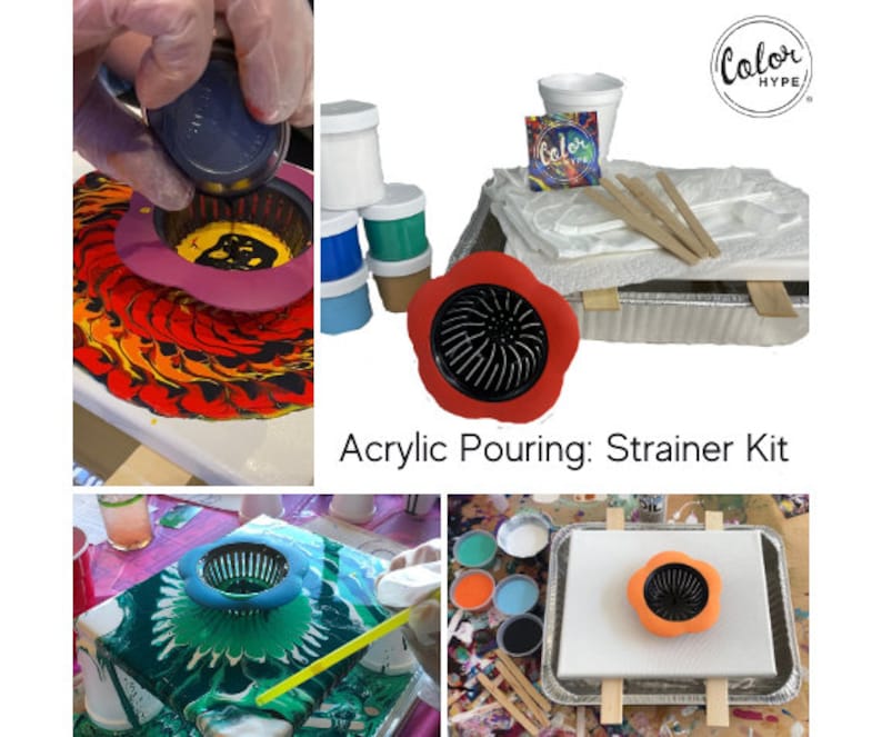 Acrylic Pouring Painting Kit Strainer Pour Etsy