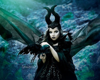 Couture Maleficent Gown (Includes Attached Collar - Horns, Hat Sold Separately)