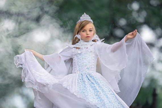 Ice Queen Ballgown in White \u0026 Blue 