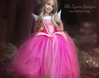Sleeping Beauty Aurora Costume - Pink Blue Dress Maleficent Disney Movie