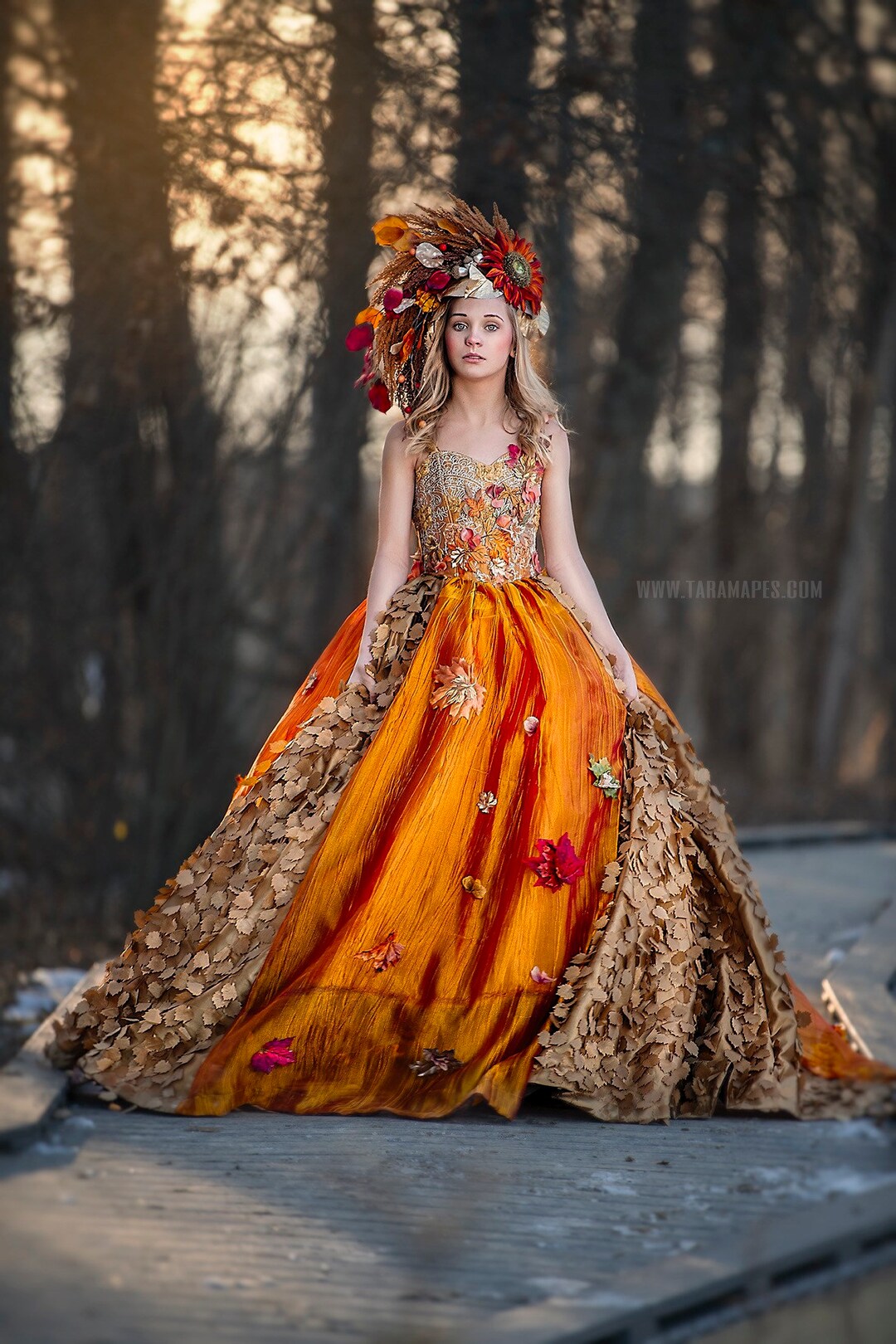 LIMITED EDITION Couture Autumn Leaves Long Dress - Etsy