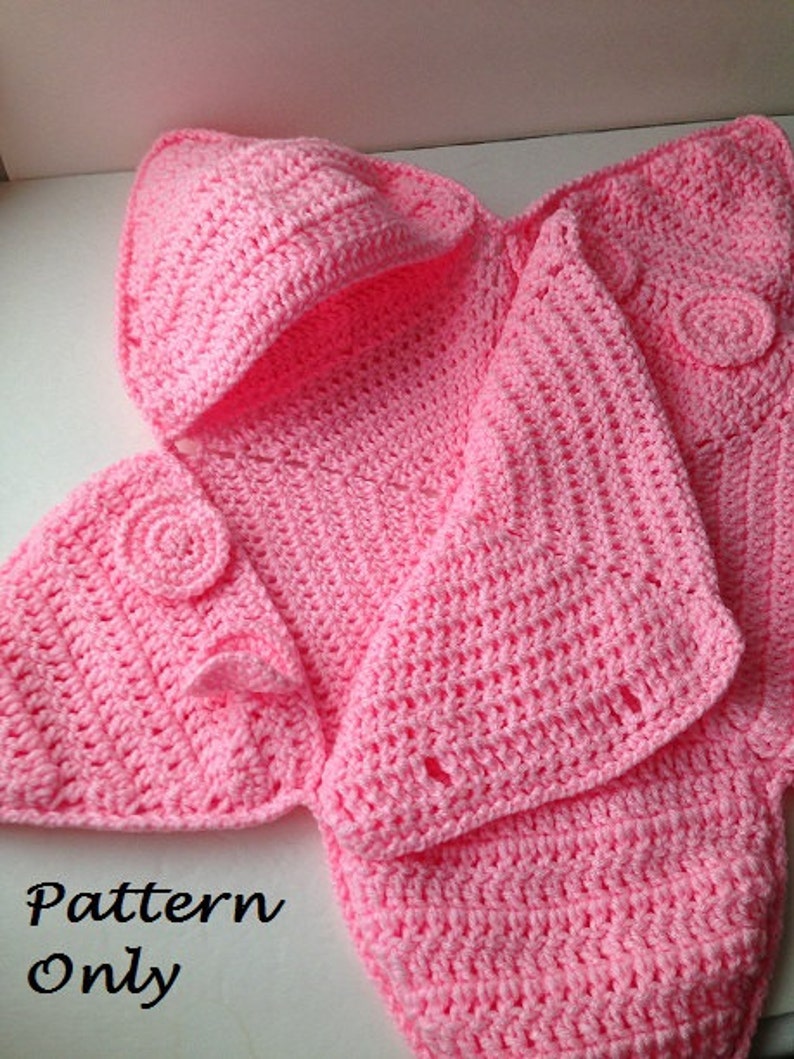 Virkat Baby Star Bunting Mönster PDF – Baby Bunting Väska – Stjärnsjal med huva – Nyfödd – Direktnedladdning bild 15