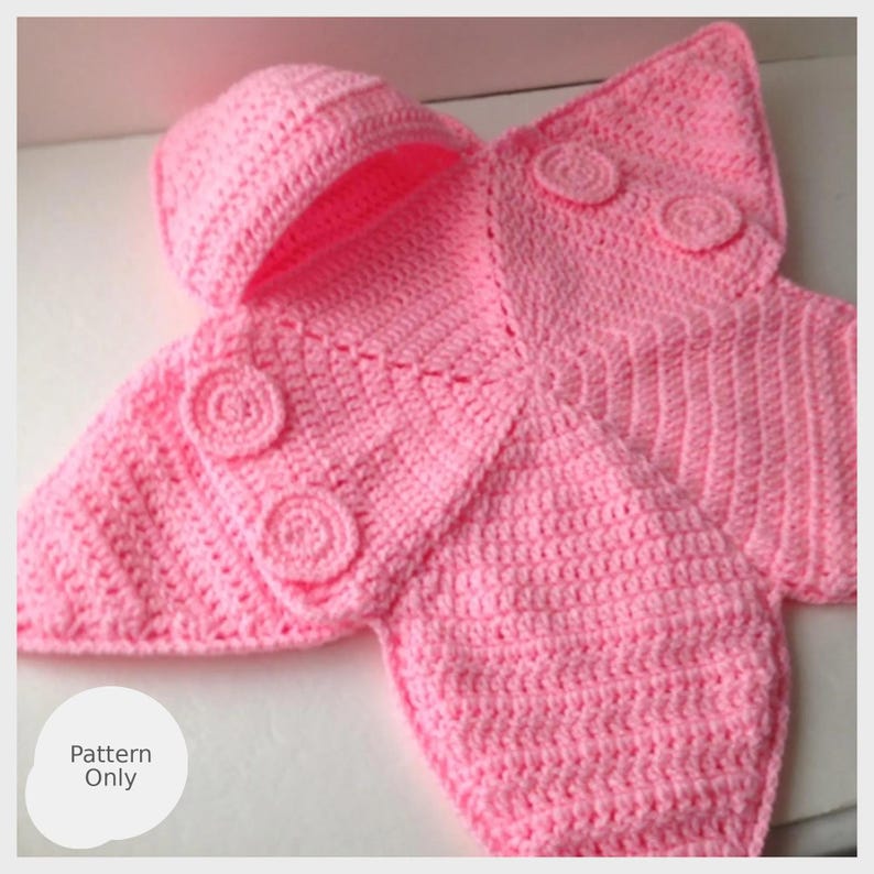 Virkat Baby Star Bunting Mönster PDF – Baby Bunting Väska – Stjärnsjal med huva – Nyfödd – Direktnedladdning bild 16