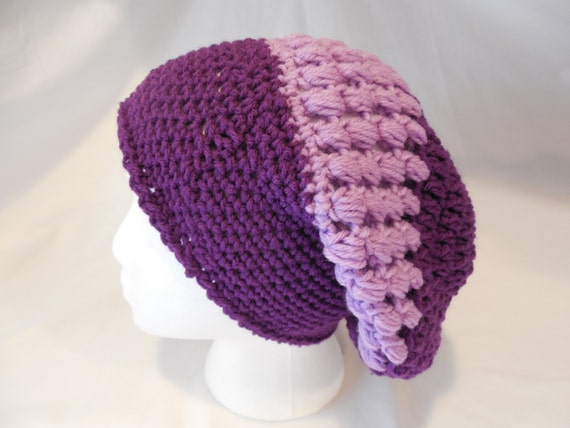 Purple Crochet Slouchy Hat Crochet Purple Handmade | Etsy