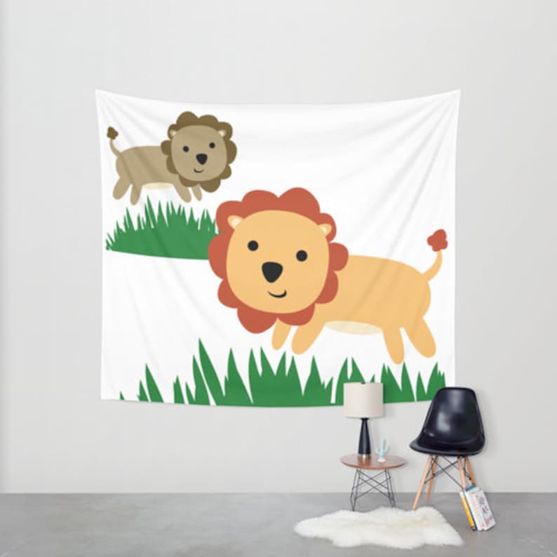Nursery Hanging Tapestry Wall Tapestry 2 Lions Large Etsy