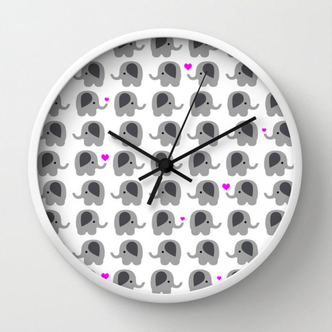 Elephant Nursery Clock Wall Clock Lots of Elephants Etsy