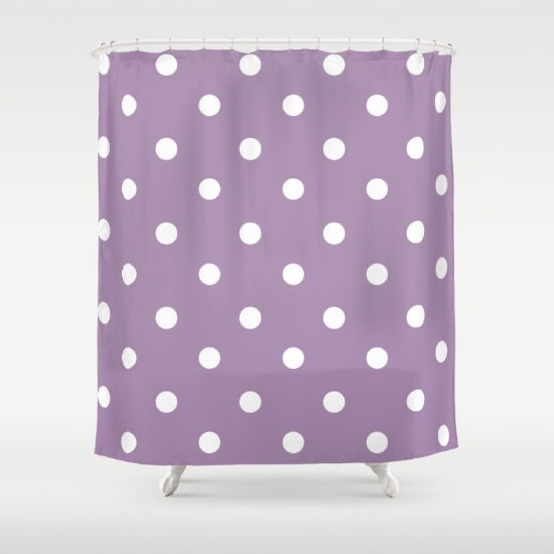 Polka Dot Shower Curtain Purple And White Shower Curtain Etsy