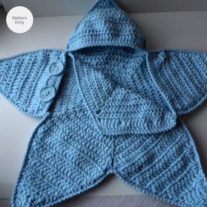 Virkat Baby Star Bunting Mönster PDF – Baby Bunting Väska – Stjärnsjal med huva – Nyfödd – Direktnedladdning bild 14