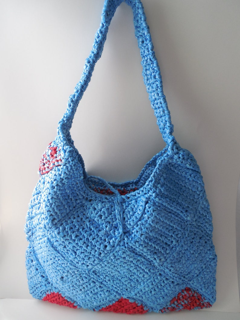 Purse Blue and Red Large Purse Bag Tote Handmade - Etsy
