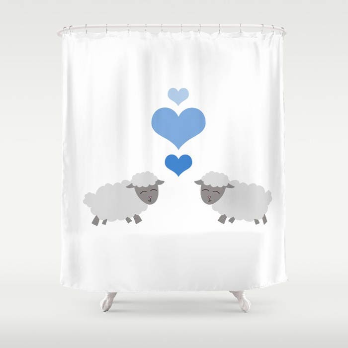 Sheep Shower Curtain Lamb Shower Curtain Lamb/Sheep Kisses Etsy