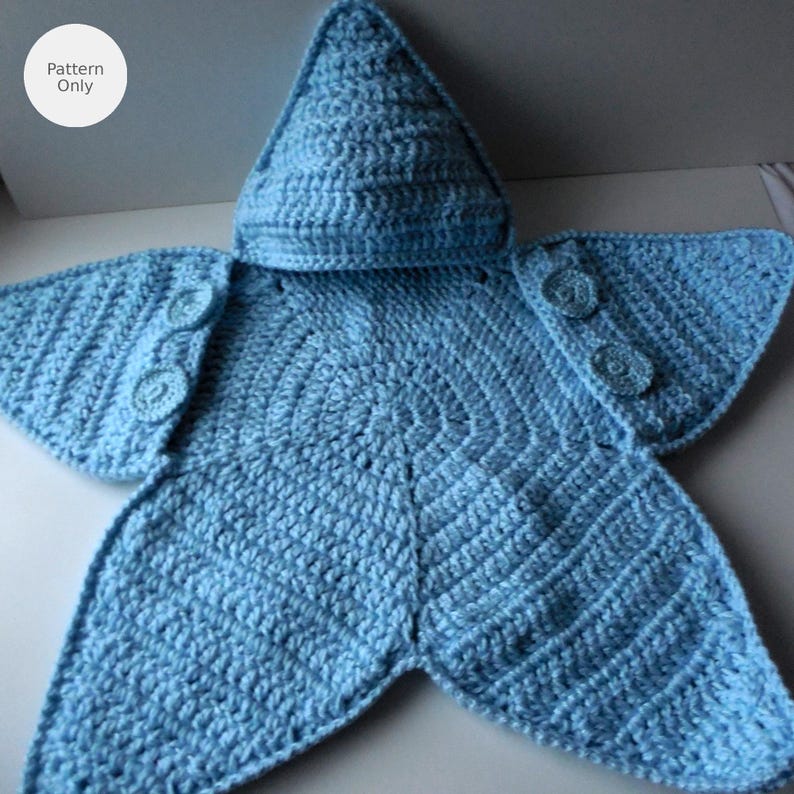 Virkat Baby Star Bunting Mönster PDF – Baby Bunting Väska – Stjärnsjal med huva – Nyfödd – Direktnedladdning bild 10