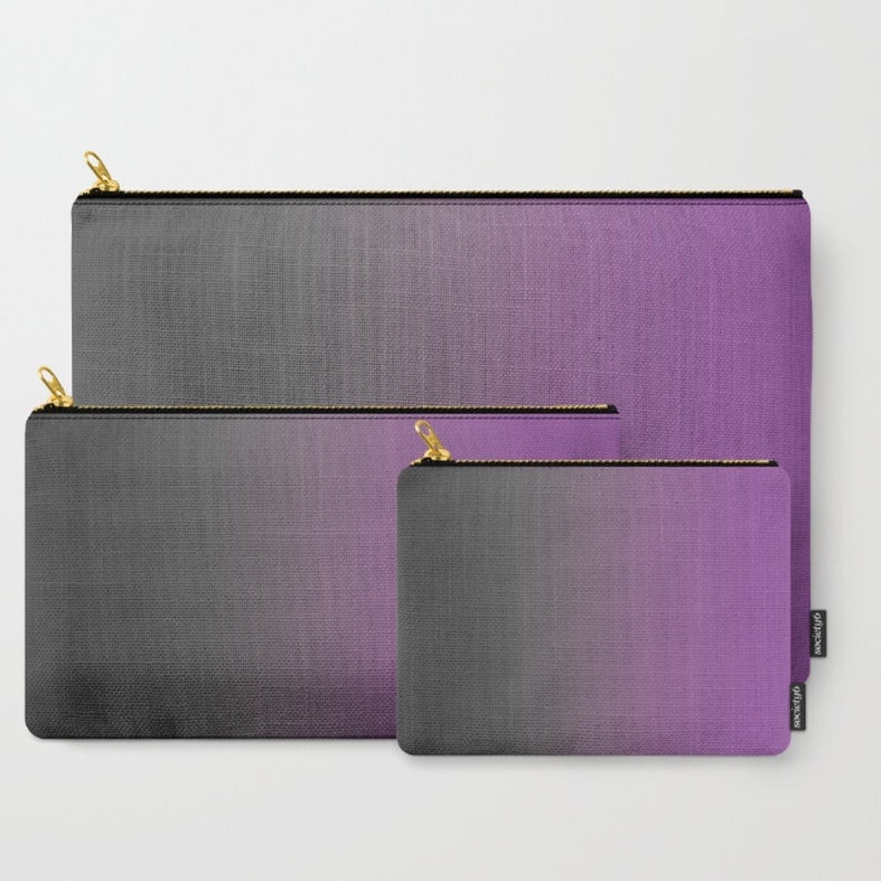 Purple Carry All Pouch Gray to Purple Ombre Makeup Bag Etsy