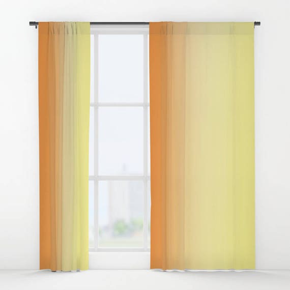 Window Curtains Drapes Orange To Yellow Ombre Window Etsy