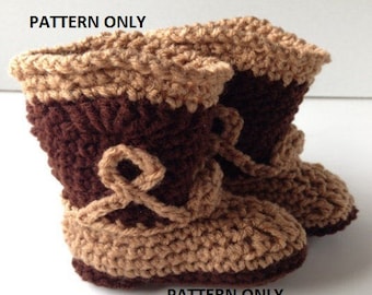 Pattern - Crochet Baby Cowboy Booties Pattern - Cowboy Baby Booties - Crochet Pattern -  Instant Download