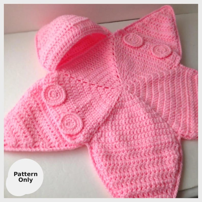 Virkat Baby Star Bunting Mönster PDF – Baby Bunting Väska – Stjärnsjal med huva – Nyfödd – Direktnedladdning bild 1