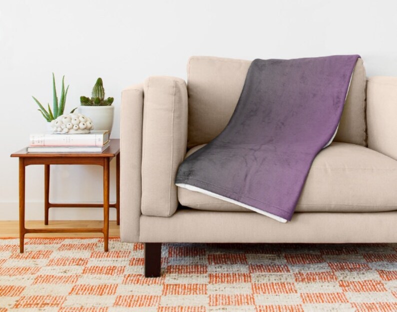 Purple Soft Fleece Throw Blanket Purple to Gray Ombre Etsy
