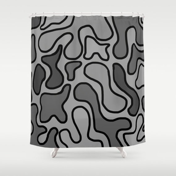 Black and Gray Shower Curtain Original Art Shower Curtain Etsy