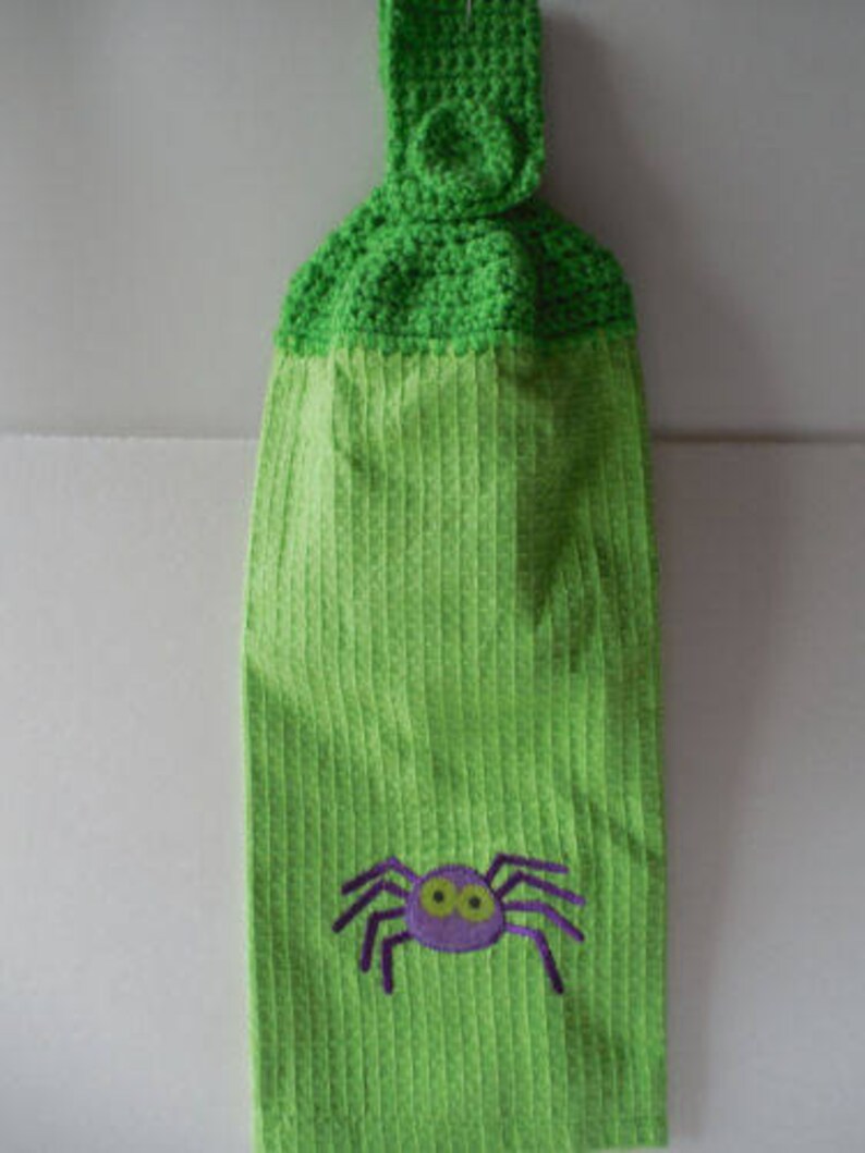Halloween hanging towel crochet top spider halloween towel  etsy Halloween hanging towel crochet top spider halloween towel  etsy