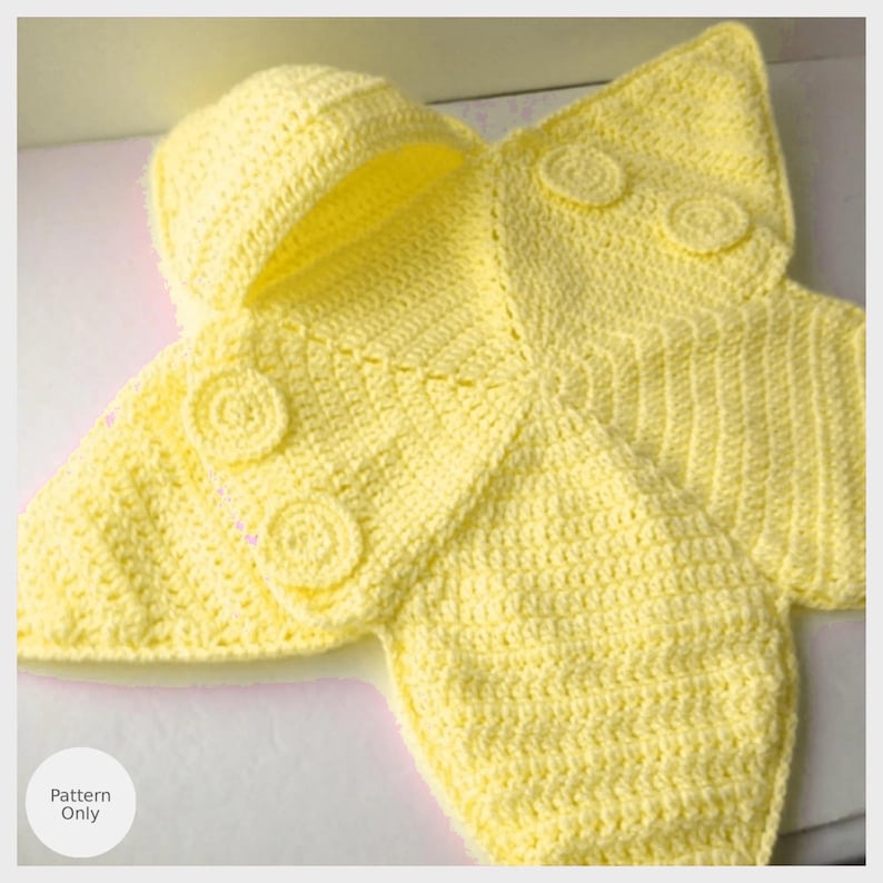 Virkat Baby Star Bunting Mönster PDF – Baby Bunting Väska – Stjärnsjal med huva – Nyfödd – Direktnedladdning bild 5