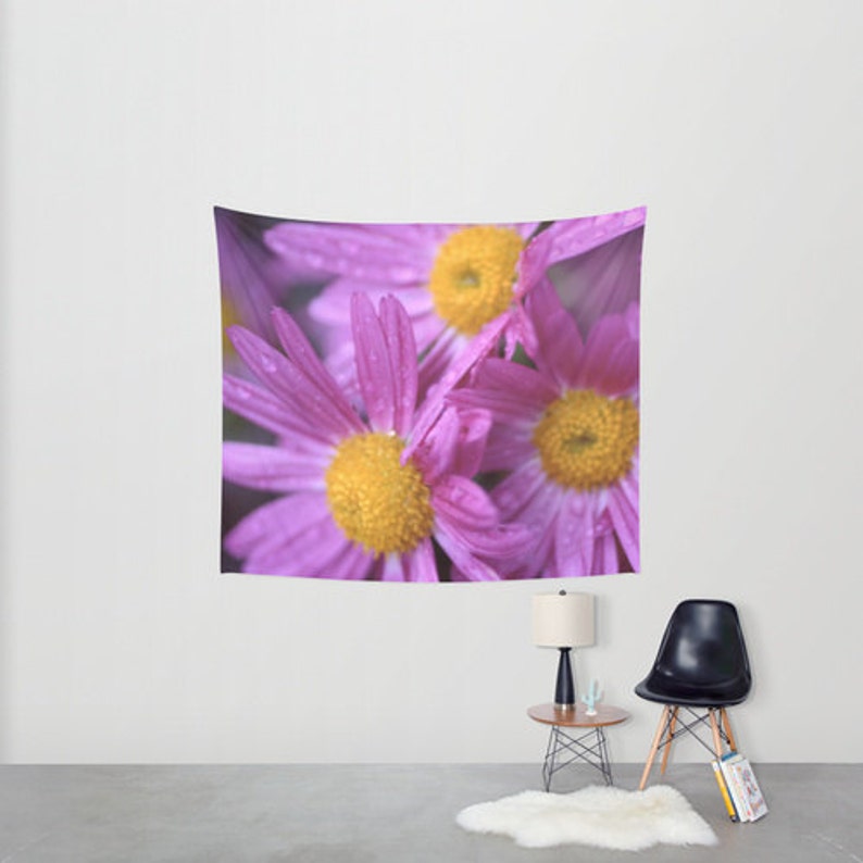Flowers Hanging Tapestry Wall Tapestry Purple Flowers Etsy