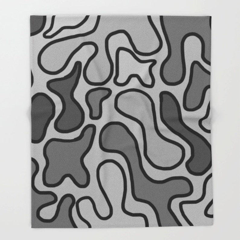 Gray Soft Fleece Throw Blanket Bedding Gray and Black Etsy