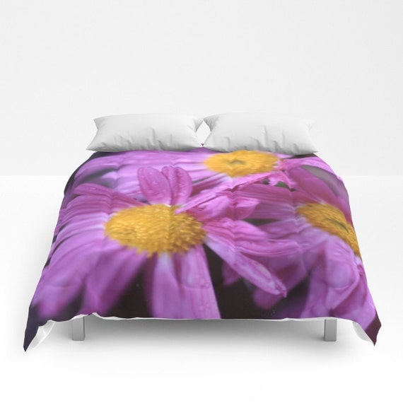 Purple Flower Comforter Bed Cover Bedding King Queen Etsy
