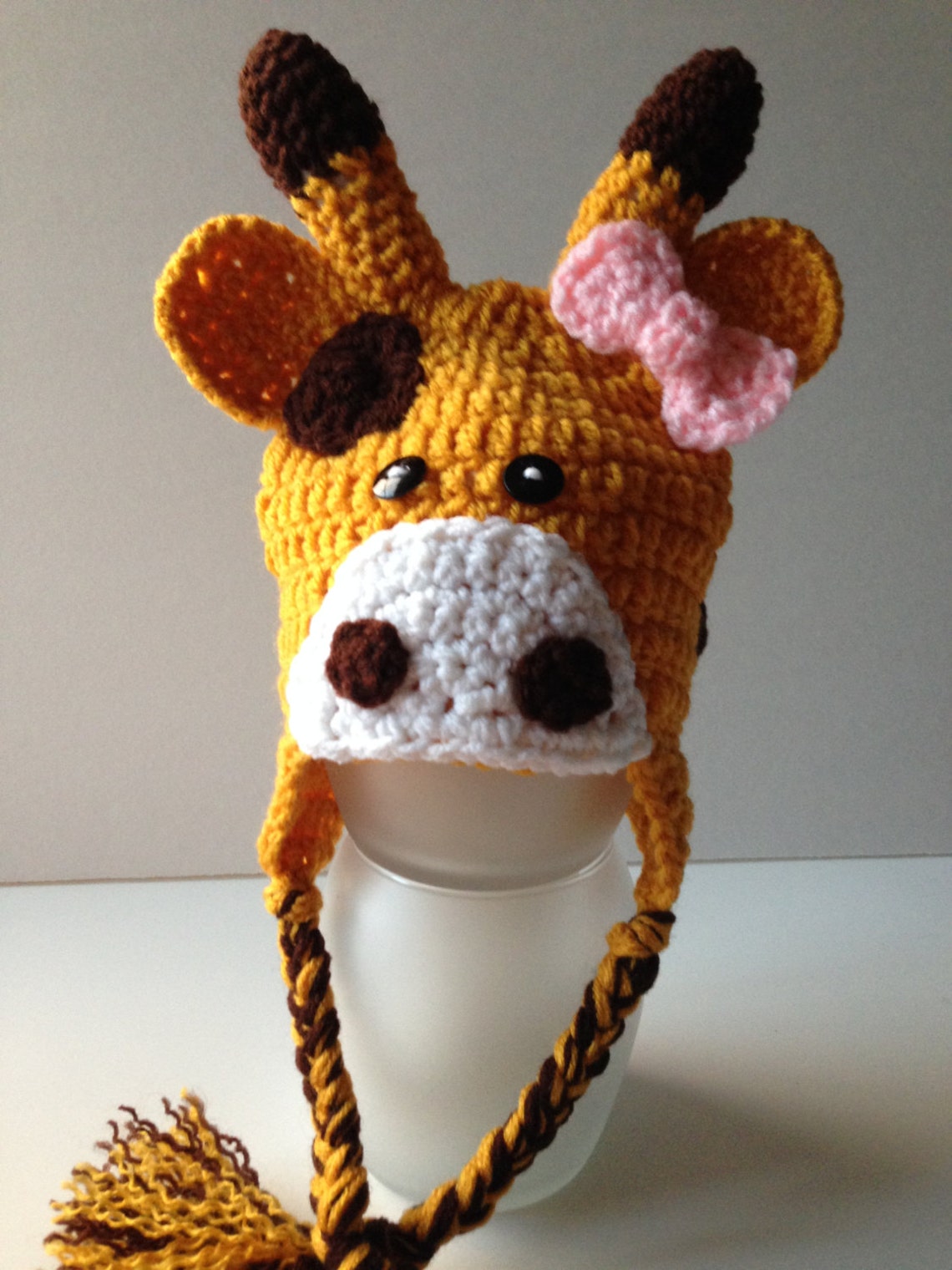 Giraffe Girl Hat Giraffe Hat with Pink Bow Earflap Hat Etsy