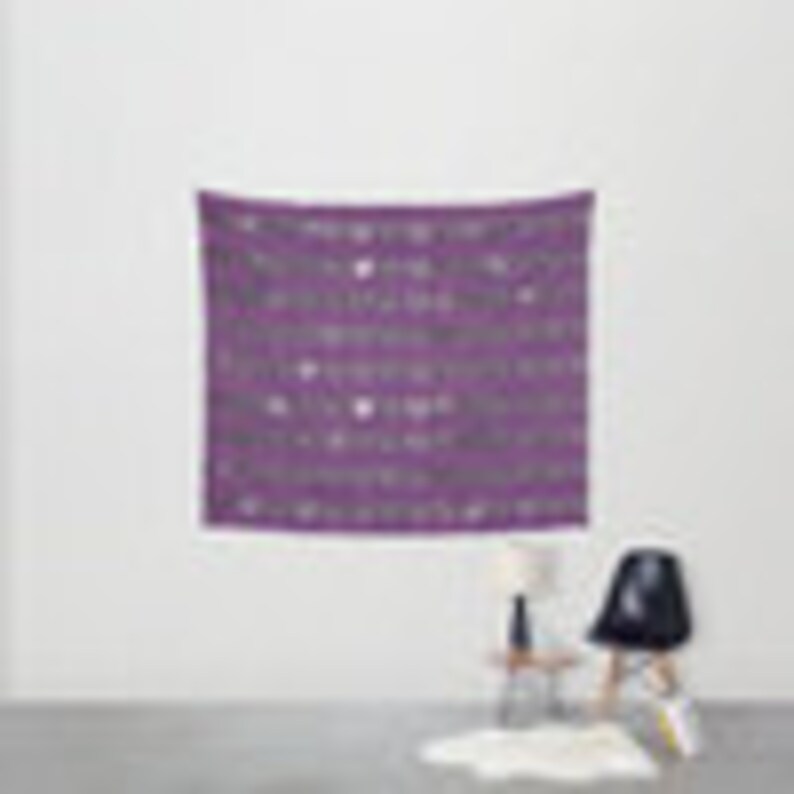 Purple Hearts Hanging Tapestry Wall Tapestry Newspaper Etsy