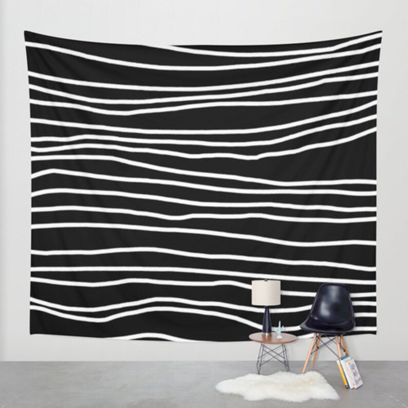Black Hanging Tapestry Wall Tapestry Black and White Etsy