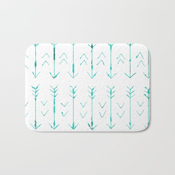 Bath Mat Teal Arrow Hand Drawn Arrows Bathroom Mat Etsy
