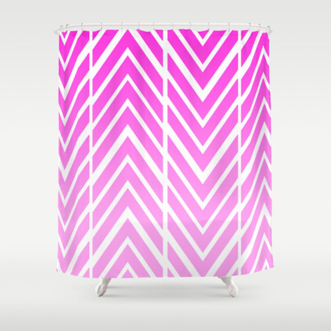 Pink Shower Curtain Pink and White Arrow Shower Curtain Etsy