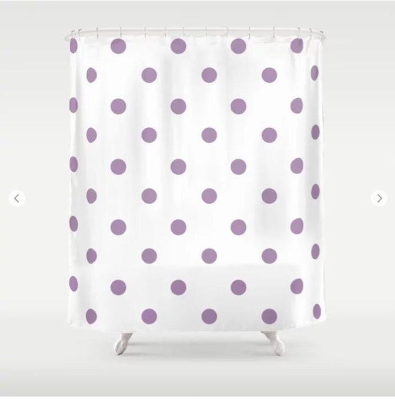 Polka Dot Shower Curtain White and Purple Shower Curtain Etsy
