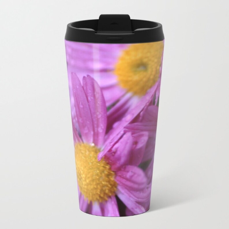 travel coffee mug flower