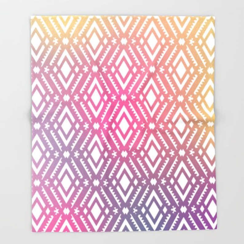 Pink Tribal Print Fleece Throw Blanket Bedding Pink Etsy