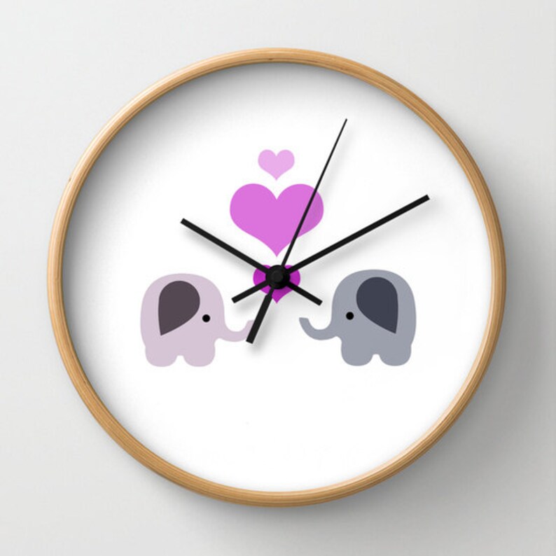 Elephant Love Nursery Clock Wall Clock Elephants with Etsy