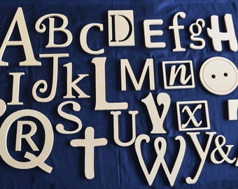 Wooden Wall Alphabet Letters Cutout - Nursery Decor - Wooden Alphabet Letters Set,  Wall Hanging Letters, Alphabet Wall, ABC Wall, Mixed,
