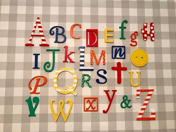 Wooden Alphabet Cutout Letters Set A to Z, PAINTED Wall Nursery Letters,  Wall Hanging, Nursery Playroom Decor, Alphabet Wall, ABC Wall 